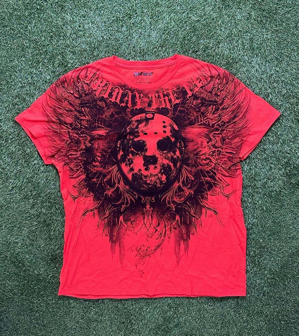 Friday The 13th Jason Hockey Mask Red Graphic T-Shirt XL